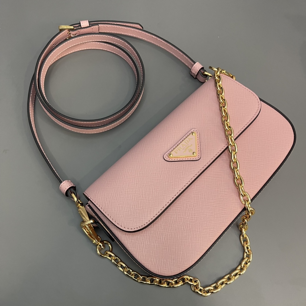 Prada Mini Saffiano Leather Shoulder Bag Handbag Pink 1BD356